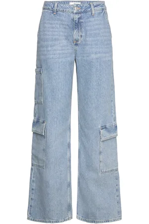 MANGO Loose Cargo Jeans With Pockets Blue