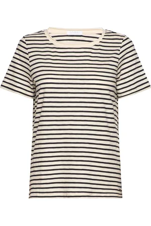 Coster Copenhagen T-Shirt With Stripes - Mid Sleeve Beige