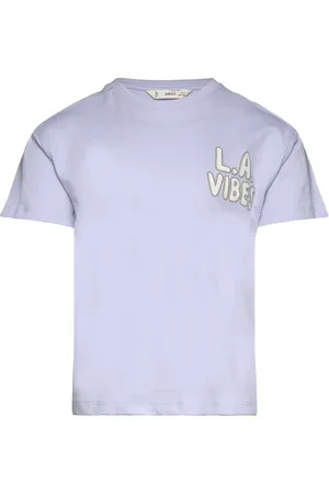 MANGO Printed Message T-Shirt Blue