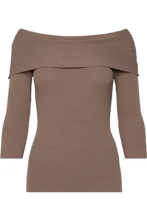 Soaked in Luxury Slindianna Offshoulder Pullover Brown