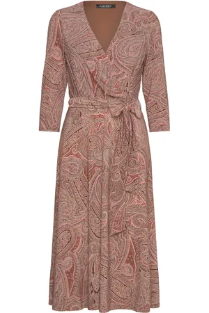 Ralph Lauren Paisley Surplice Stretch Jersey Dress Pink
