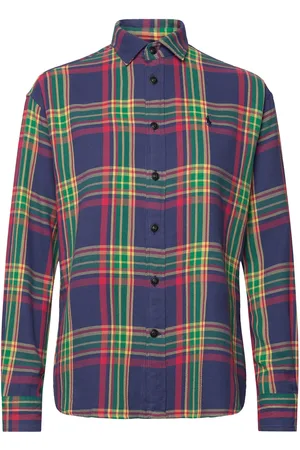Ralph Lauren Relaxed Fit Plaid Cotton Twill Shirt Blue