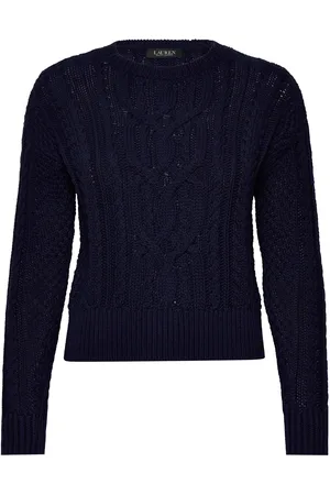 Ralph Lauren Cable-Knit Cotton Crewneck Sweater Navy