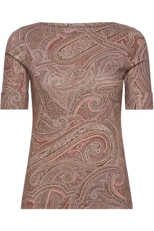 Ralph Lauren Paisley Stretch Cotton Boatneck Tee Cream