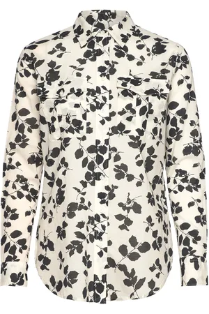 Ralph Lauren Classic Fit Leaf-Print Voile Shirt Cream