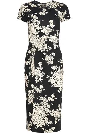 Ralph Lauren Floral Jersey Twist-Front Midi Dress Black