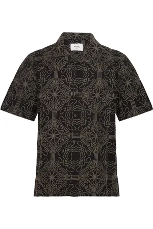 Wax London Didcot Ss Shirt Tile Stitch Black