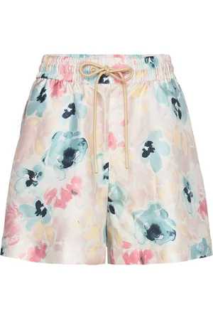 By Malina Iris Wide Drawstring Silk Shorts Cream