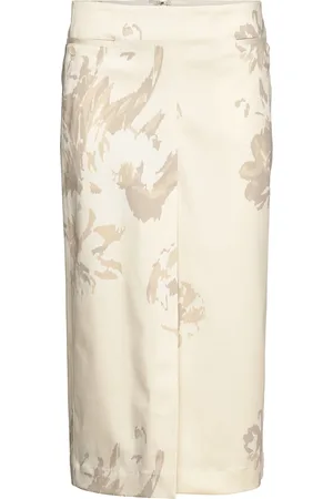 REMAIN Birger Christensen Floral Midi Skirt Cream