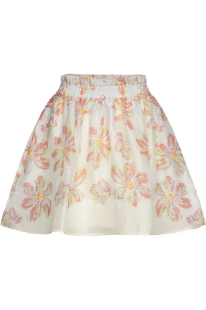 By Malina Nina Silk Blend Wide Mini Skirt Blue