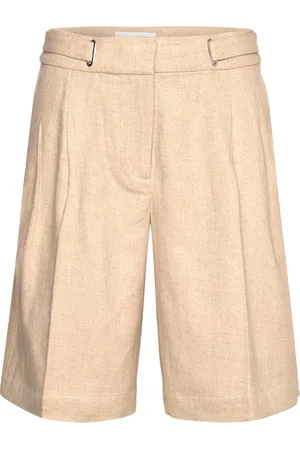 REMAIN Birger Christensen Highwaist Pleat Shorts Beige