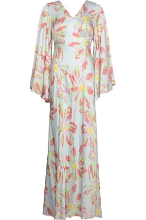 By Malina Sim Tie-Back Satin Maxi Dress Blue