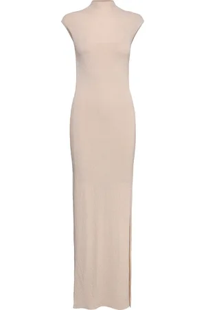 Calvin Klein Crinkled Ankle Knit Shift Dress Beige