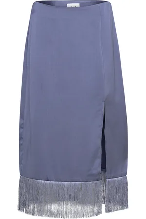 VILA Vil Hw Midi Fringle Skirt/Dc/Ka Blue