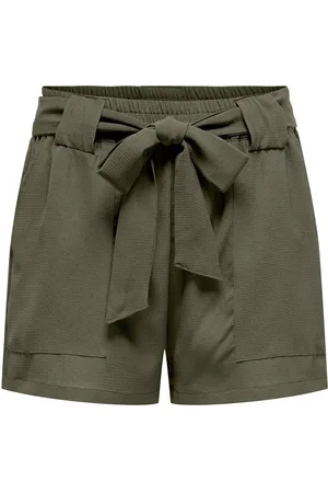 ONLY Onlnova Life Lux Talia Hw Shorts Solid Green