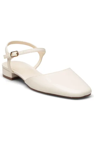 MANGO Patent Leather-Effect Slingback Shoes Cream