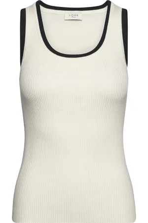 Norr Sherry U-Neck Block Knit Tank Cream