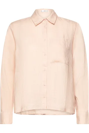 MANGO Linen 100% Shirt Pink