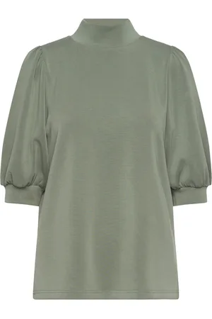 My Essential Wardrobe 21 The Puff Blouse Green
