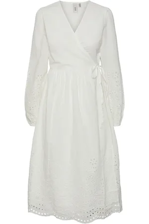 Y.A.S Luma Ls Long Wrap Dress S. Noos White