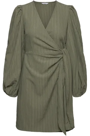 BUBBLEROOM Axelle Wrap Dress Khaki