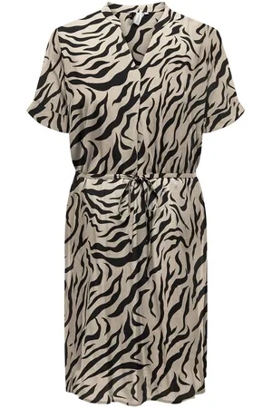 ONLY Carnova Life Ss V-Neck Blk Dress Cream