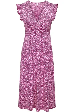 ONLY Onlmay Life S/L Wrap Midi Dress Jrs Pink
