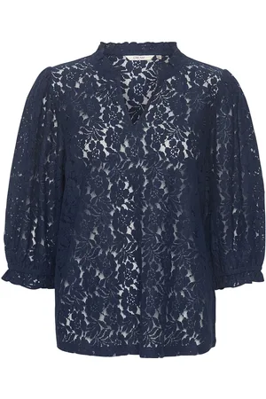 Cream Crkaspis Lace Blouse Blue