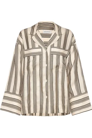 Dagmar Striped Pyjama Shirt Beige