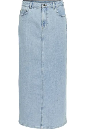 Object Objellen Mw Long Denim Skirt Noos Blue