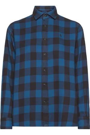 Ralph Lauren Relaxed Fit Plaid Cotton Twill Shirt Blue