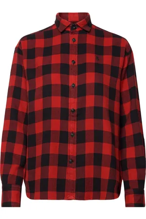 Ralph Lauren Relaxed Fit Plaid Cotton Twill Shirt Red