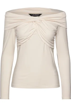 Ralph Lauren Jersey Off-The-Shoulder Top Cream