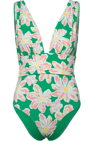 By Malina Alvina Open-Back Plunge Swimsuit Green