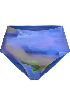 Casall High Waist Printed Bikini Bottom Blue