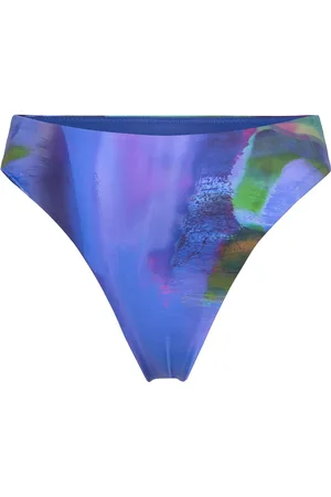 Casall High Waist Brazilian Printed Bikini Bottom Blue