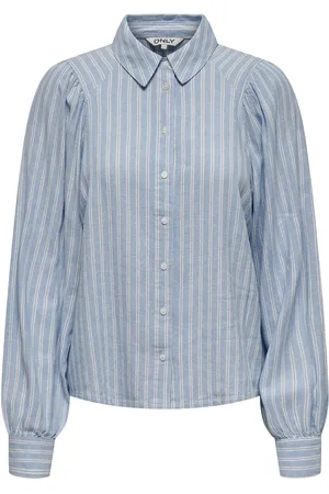 ONLY Onlcaro L/S Linen Bl Puff Shirt Cc Pnt Blue