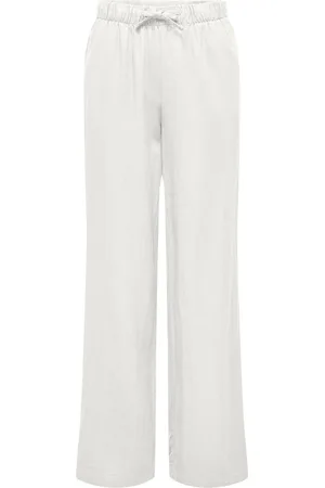 ONLY Onlcaro Mw Linen Bl Pull-Up Pant Cc Pnt White