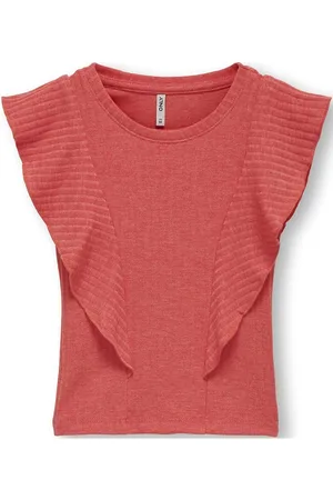 ONLY Kmgnella S/L Ruffle Top Jrs Coral