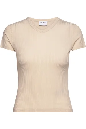 Filippa K High V Neck Tee Beige