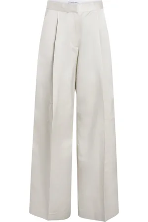 Calvin Klein Shiny Viscose Tailored Wide Leg Cream