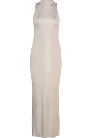 Calvin Klein Jersey Halter Neck Maxi Dress Beige