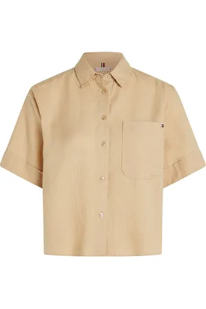 Tommy Hilfiger Linen Ss Shirt Beige