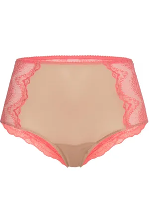 Understatement Lace Mesh Highwaist Briefs Coral