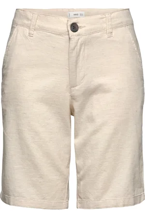 MANGO Linen Chino Bermuda Shorts Beige