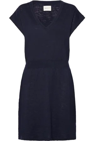 GANT Linen Blend Dress Navy