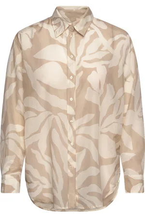GANT Rel Palm Print Cot Silk Shirt Beige