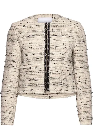 MANGO Tweed Jacket With Hook-And-Eye Fastenings Beige