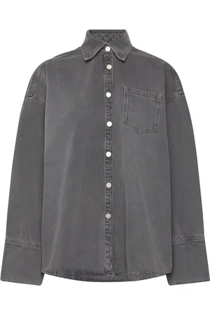 REMAIN Birger Christensen Drapy Denim Shirt Grey