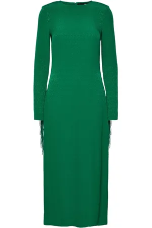 ROTATE Fringe Midi Dress Green
